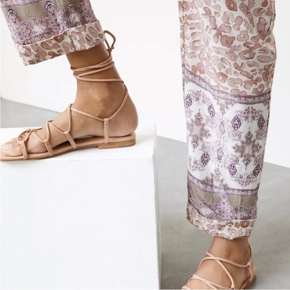 Anthropologie Ollari Boho Animal Print Pull On Tapered Realxed Summer Pants Sz M - Picture 6 of 16